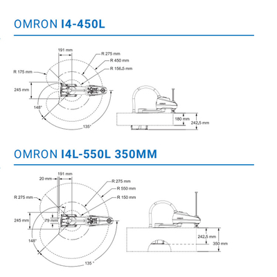 3C 산업을 위한 옴론 I4-450L 4 축 스카라 로봇 고속도 로봇