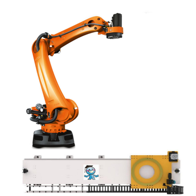 KUKA 팔레티징 로봇 KR 240 R3200 PA CNGBS 가이드 레일로 자동 팔레티제 산업 로봇 팔