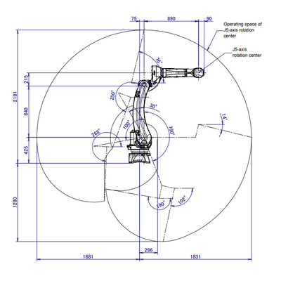 6 축 산업용 Fanuc 로봇 팔 M-20iD/25 CNGBS 로봇 포지셔너와 함께 용접
