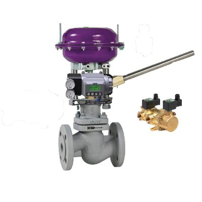Masoneilan SVI3 포지셔너와 ASCO Brass SOLENOID 밸브 210 시리즈를 제어하는 Pneumatic 제어 밸브
