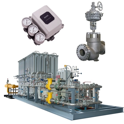 KOSO 밸브 500M / 500D 및 5200LA / 6300LA Pneumatic Actuators EP800 밸브 포지셔너와 장착 된 흐름 제어 밸브 스키드