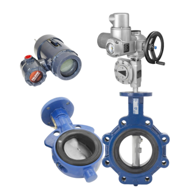 플랜지 DN25-DN300 새로운 Pneumatic Butterfly Valve 키스톤 F990 시리즈 및 AUMA 전기 액추에터