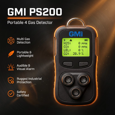 GMI PS200 PS500 휴대용 다중 가스 감지기 4 가스 모니터 개인 안전 가스 감지 장비