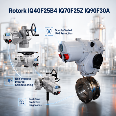새로운 Rotork IQ40F25B4 IQ70F25Z IQ90F30A 새로운 지능형 멀티턴 전기 밸브 액추에이터, 1000-2000Nm, IP68 비침습