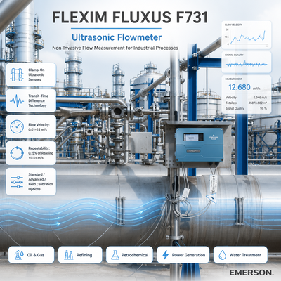 FLEXIM FLUXUS F731 비침습 고정밀 초음파 유량계 (듀얼 채널 작동)