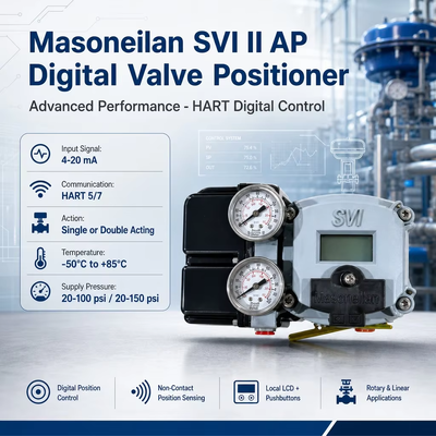 자동 튜닝 디지털 밸브 포지셔너 Masoneilan SVI2 AP 진단 4-20mA 비접촉 위치 감지 밸브 포지셔너
