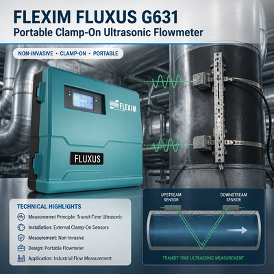 Flexim FLUXUS G631 BA ST EE 휴대용 클램프온 초음파 유량계 가스 액체 증기 유량계