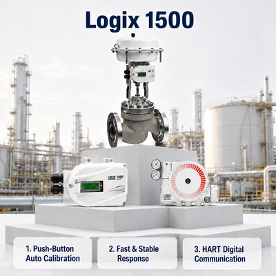 Logix 1500 지능형 HART 프로토콜 디지털 밸브 포지셔너 4 20mA IP67 전기 공압 유량 제어 석유 화학 산업