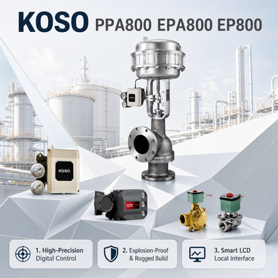 KOSO OEM 전압 스마트 밸브 포지셔너 PPA800 EPA800 EP800 4 20mA IP66 오일 가스 싱글 더블 액팅