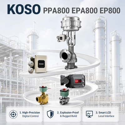 KOSO Smart Valve Positioner PPA800 EPA800 EP800 Electro Pneumatic OEM High Precision 140 700kPa Petrochemical Industry Control