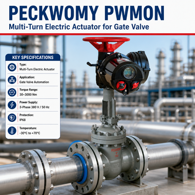 Modbus HART IP68 Industrial Valve Control Electric Valve Multi-turn Electric Actuator Series PWMON Peckwomy