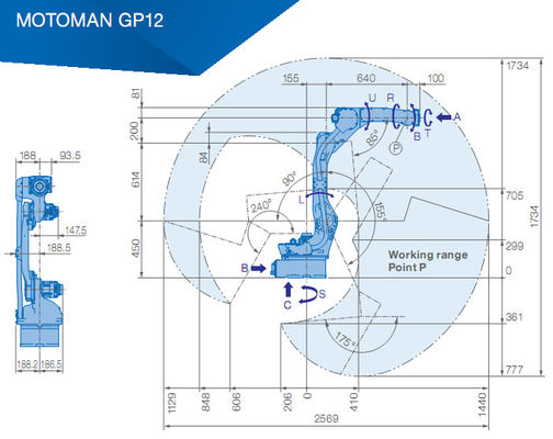 6 AX 야스카와 GP12 1.5KVA 선택과 장소 로봇 팔