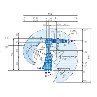 로봇 팔을 페인트를 칠하는 야스카와 MOTOMAN GP8 산업용 차량