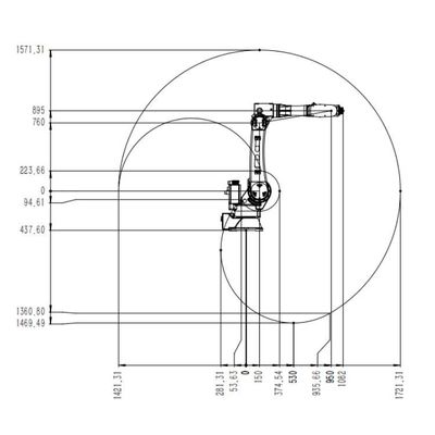 산업용 로봇으로서의 6 주축 산업적 로보틱 아암 중국 TKB2670-20KG-1721mm