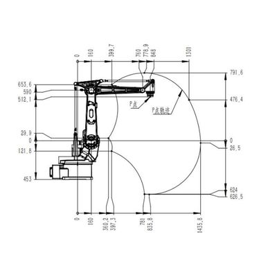 도장용 로봇으로서 페인트를 칠하기 위한 6 주축 로보틱 아암 그림 TKB4600-12KG-1435mm